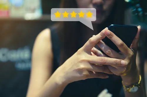 5-star customer review on phone